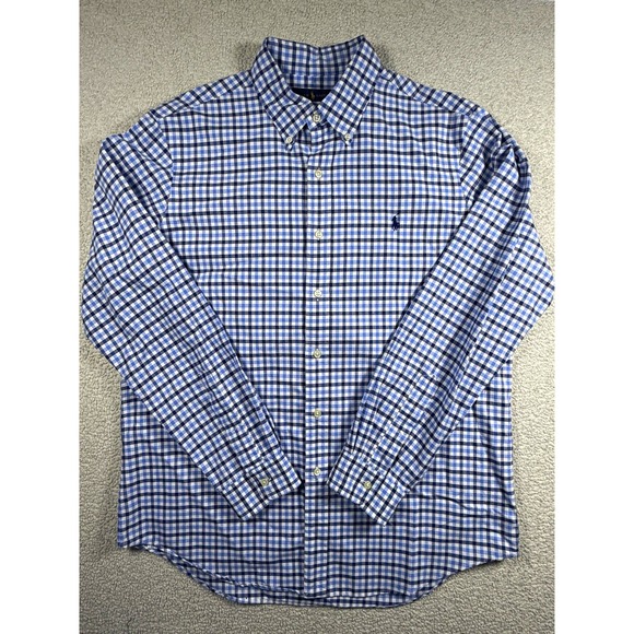 Ralph Lauren Other - Ralph Lauren Mens L Blue Gingham Check Button Down Shirt 100% Cotton Pony